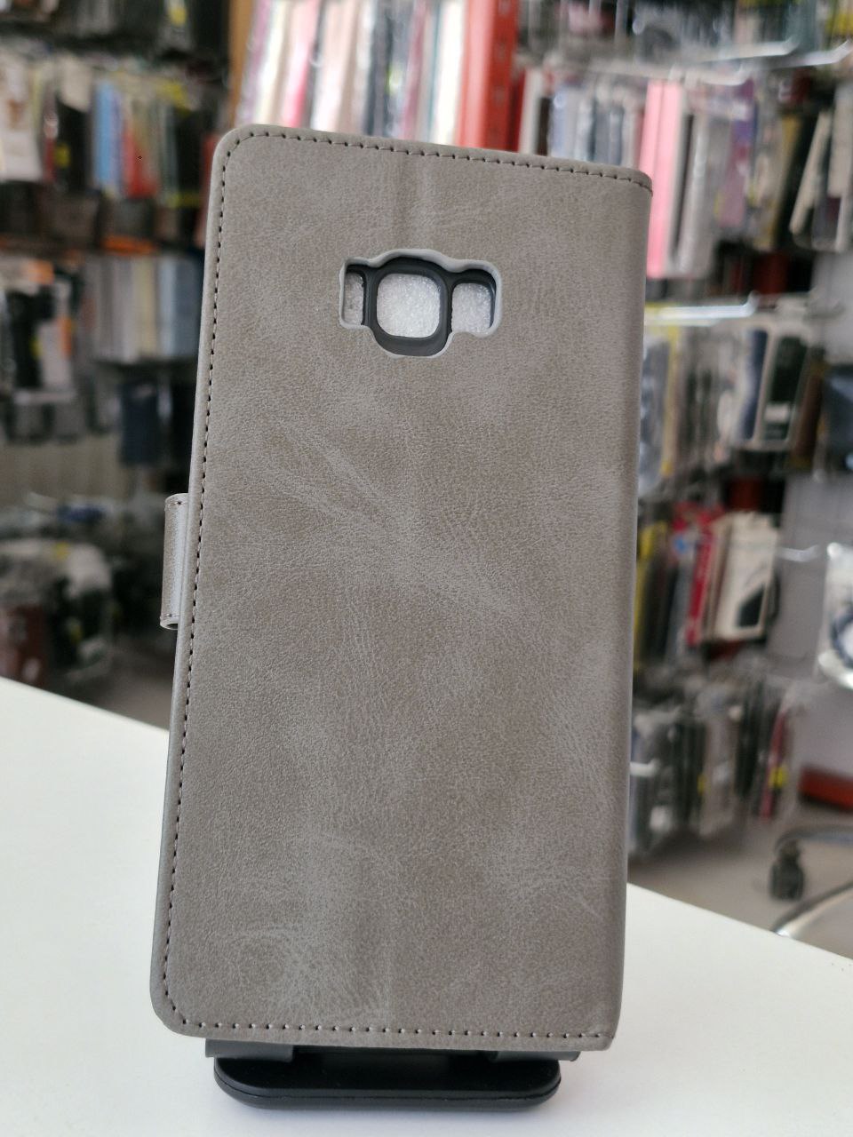 قاب کیفی مگنتی جاکارتی دار طوسی Samsung s8 plus