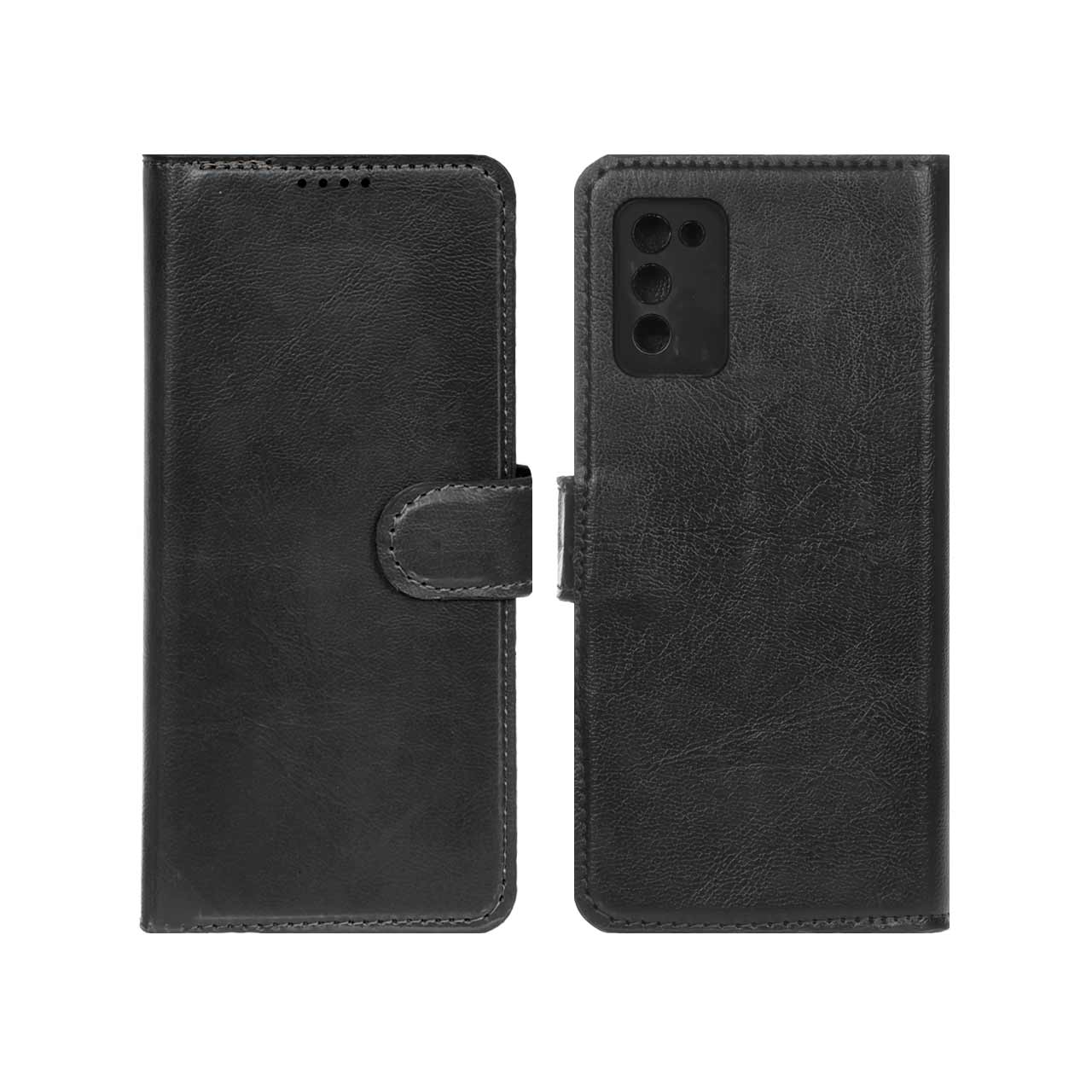 کیف موبایل چرمی مگنتی محافظ لنزدار Samsung Galaxy A03s / A02s - مشکی