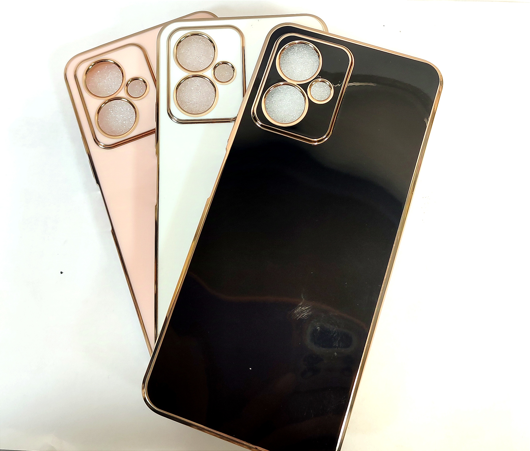 قاب شیائومی لبه طلایی محافظ لنزدار شیائومی  note ۱۲ /سفید / گلبهی/ مشکی