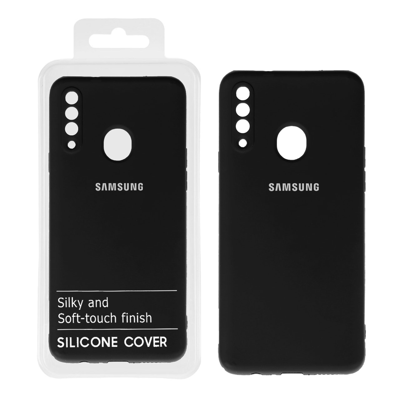 قاب نیو سیلیکون محافظ لنزدار Samsung A20S - RFF - مشکی (پک دار)