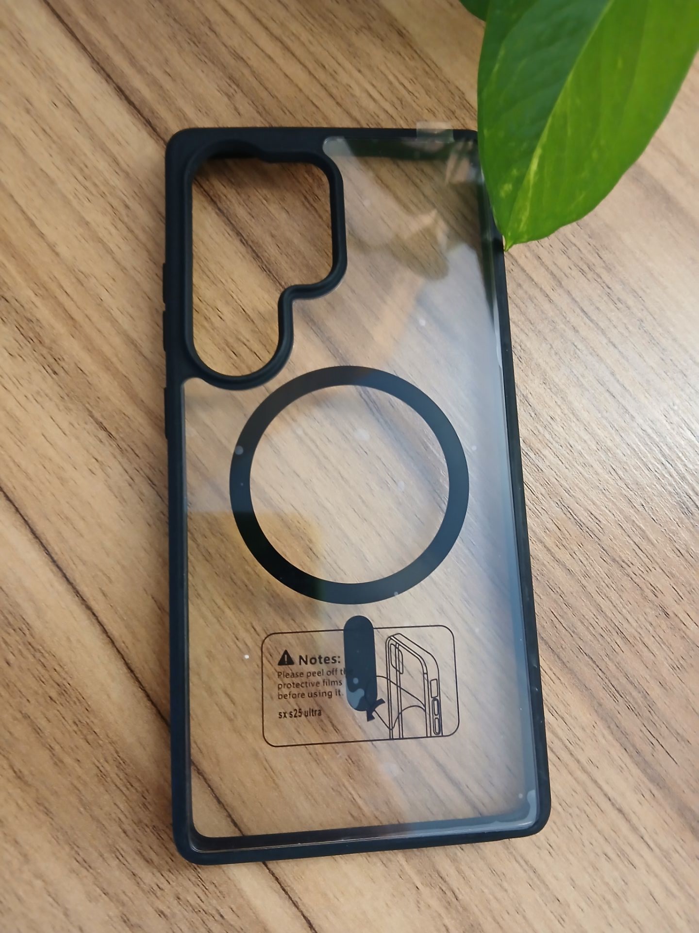 قاب طرح مگ سیف شفاف دور مشکی samsung s25 ultra