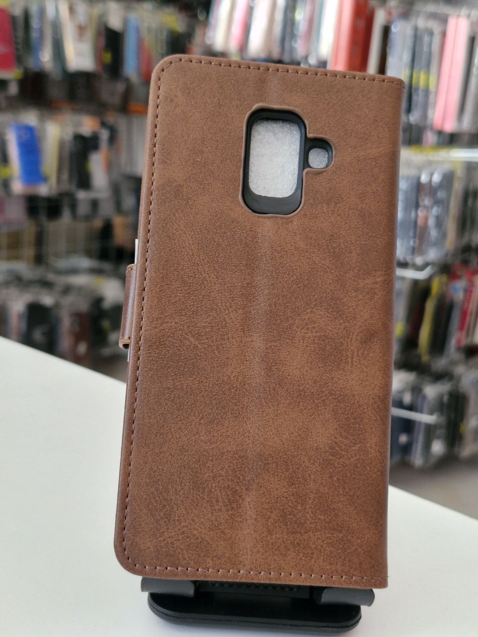 قاب کیفی مگنتی جاکارتی دار قهوه ای Samsung galaxy a6 2018