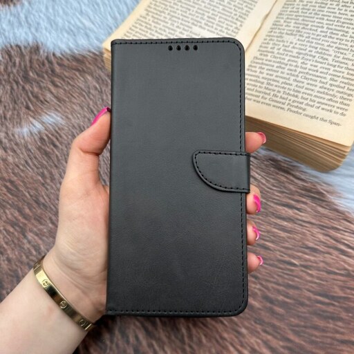 کیف گوشی Galaxy A23 4G سامسونگ چرم مگنتی جاکارتی محافظ لنزدار مشکی A32 5G/