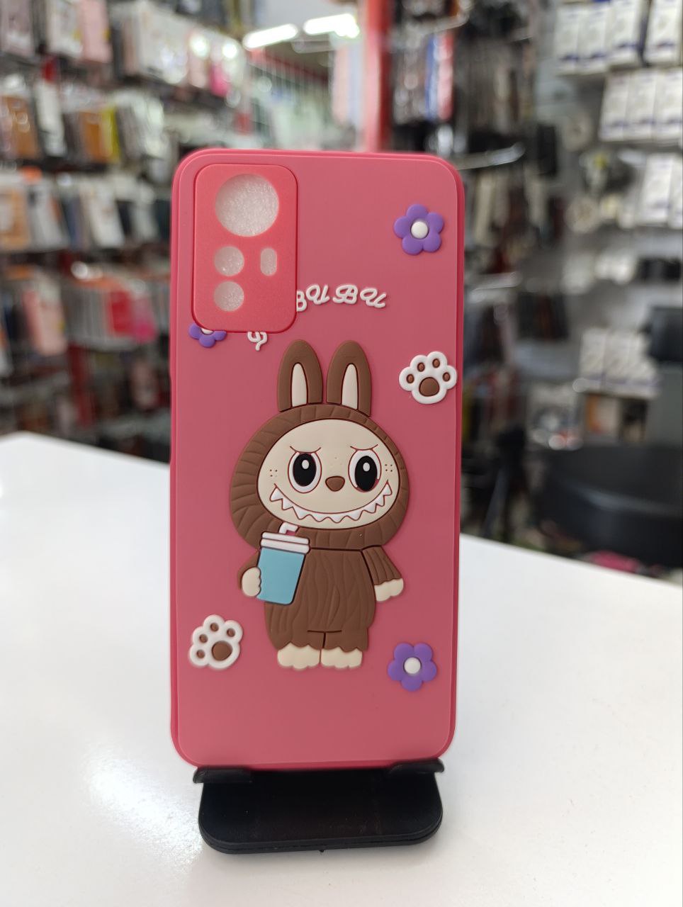 قاب طرح عروسکی labububu صورتی xiaomi redmi note 12s