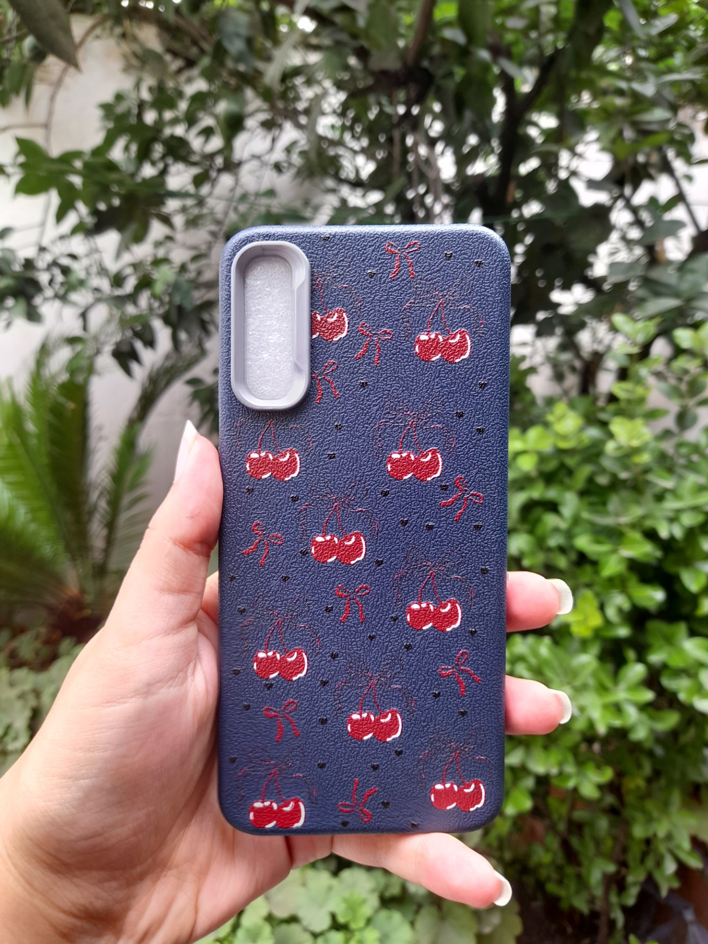 قاب سرمه ای  پینترستی طرح آلبالویی samsung a30s