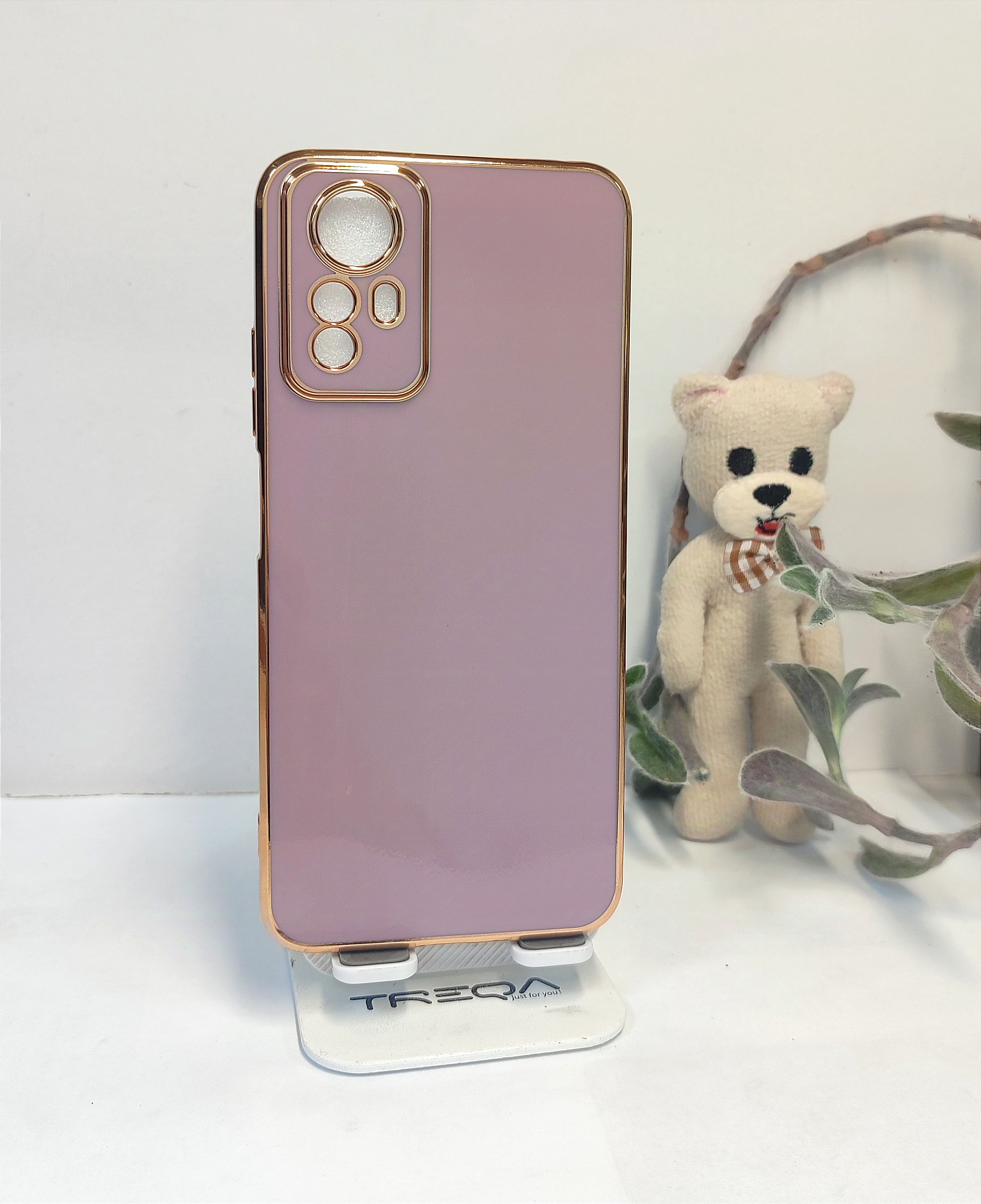 قاب شیائومی  Note ۱۲s /۴G /   تک رنگ دور طلایی محافظ لنزدار