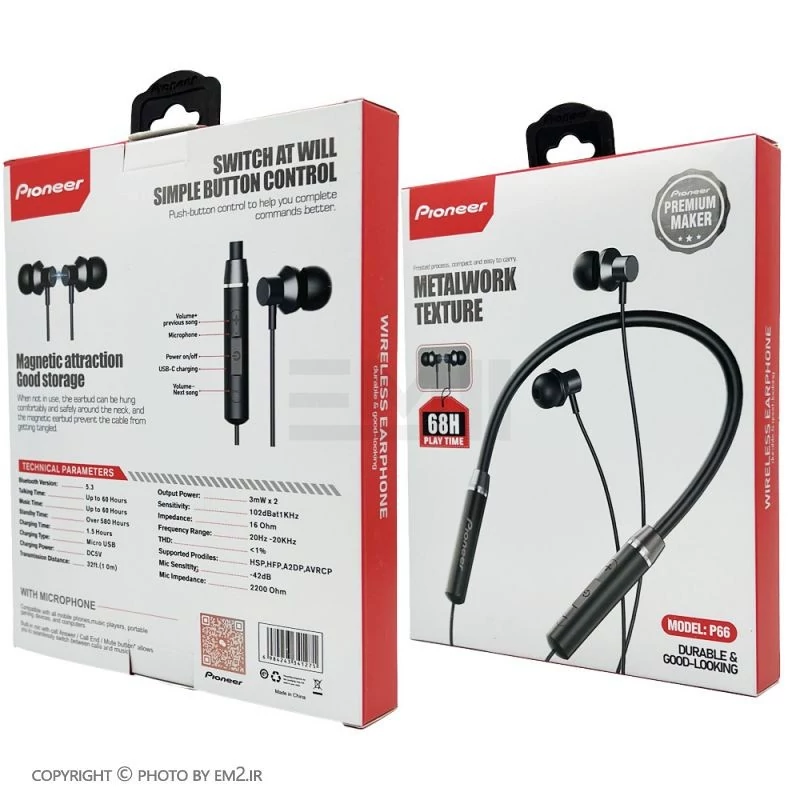 هندزفری گردنی بلوتوثی Pionner