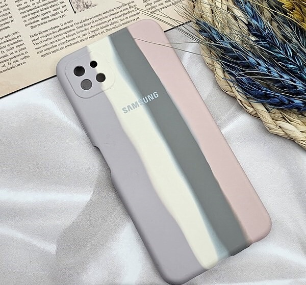 قاب گوشی Galaxy A22 5G سامسونگ سیلیکونی اورجینال آبرنگی رنگین کمانی پاک کنی درجه یک محافظ لنز دار