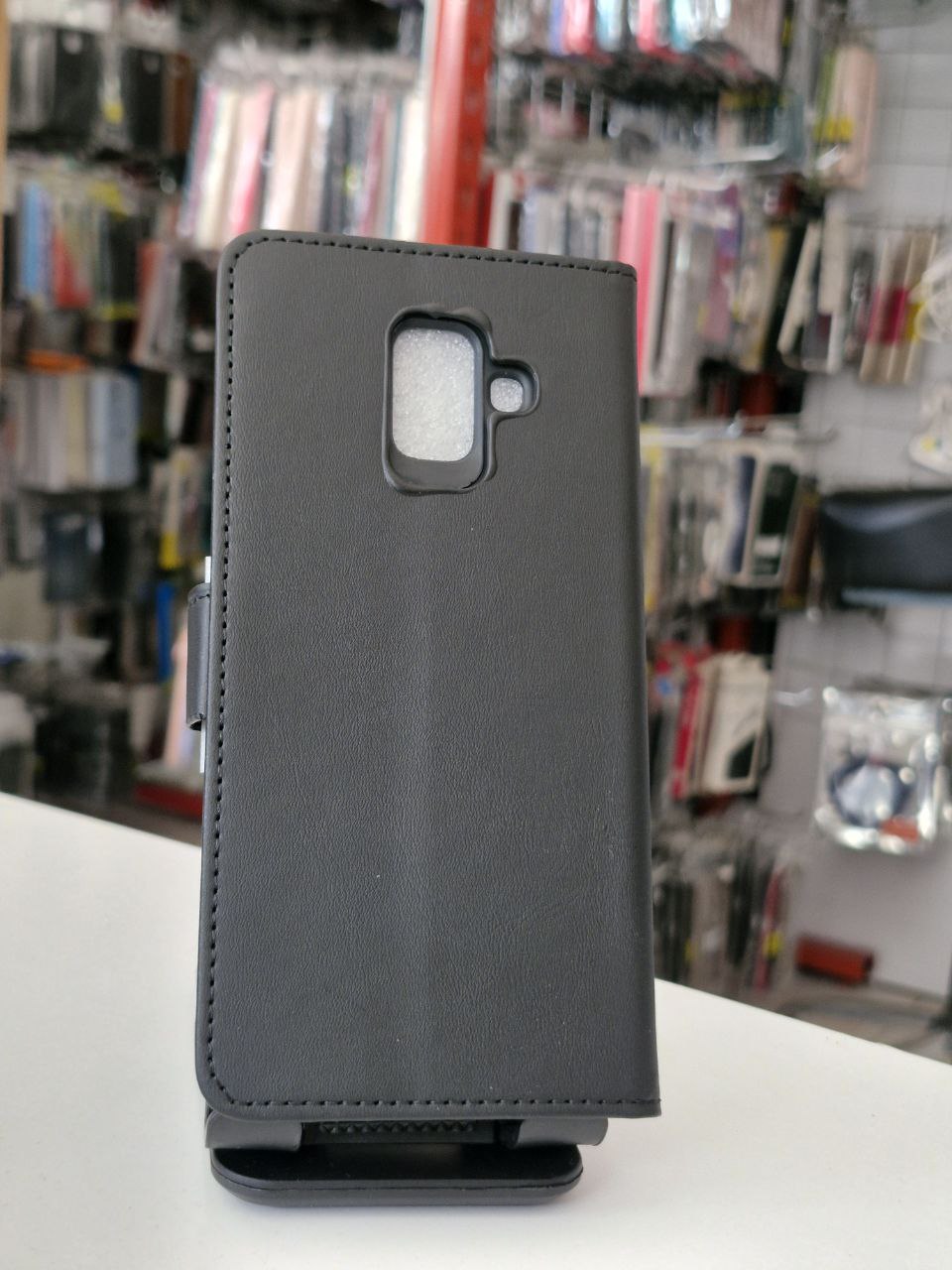 قاب کیفی مگنتی جاکارتی دار مشکی Samsung galaxy a6 2018