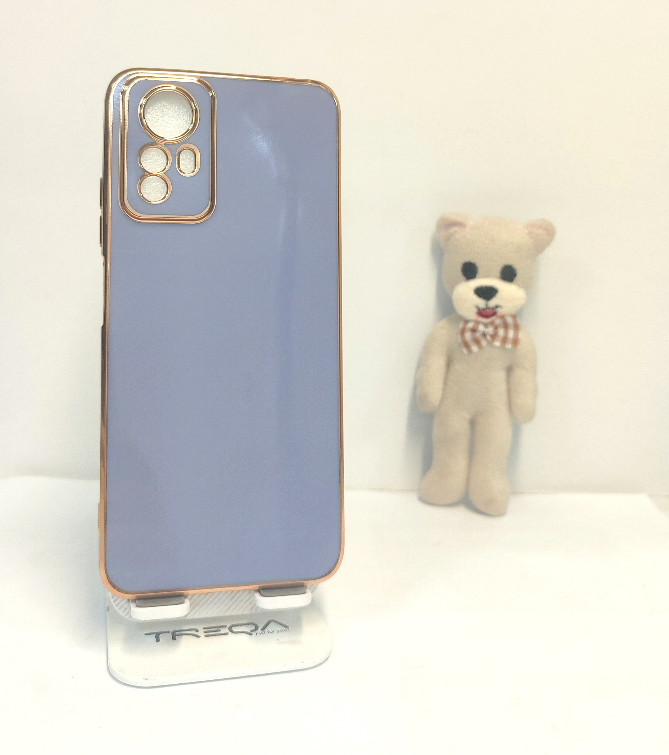 قاب شیائومی  NOTE ۱۲ ۴G آبی خوشرنگ / لبه طلایی /محافظ لنزدار