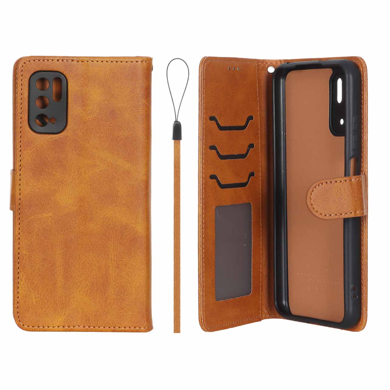 کیف موبایل مگنتی درجه یک مدل Xiaomi Poco M3 Pro / Redmi Note 10 5G / Redmi Note 11 SE - عسلی