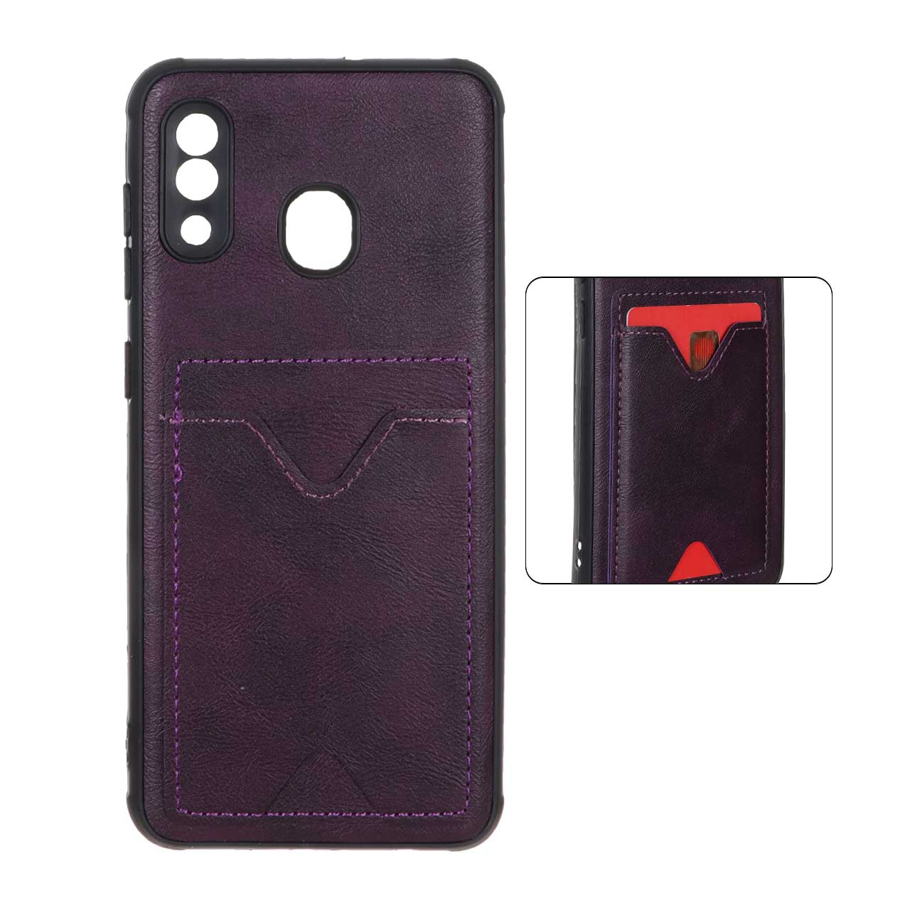 قاب طرح چرم جاکارتی دار Samsung galaxy a30/a20