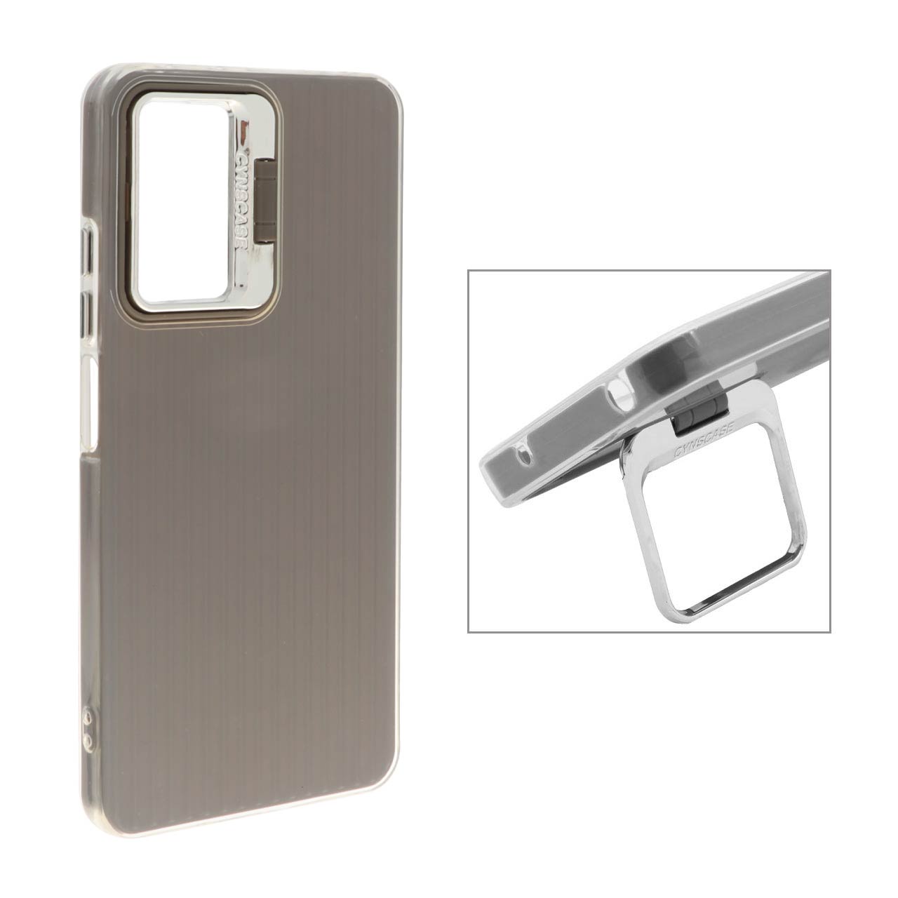 قاب Cyns Case ژله ای دو لایه لنز استندشو Xiaomi Redmi Note 12 Pro 4G / Redmi Note 11 Pro - خاکستری