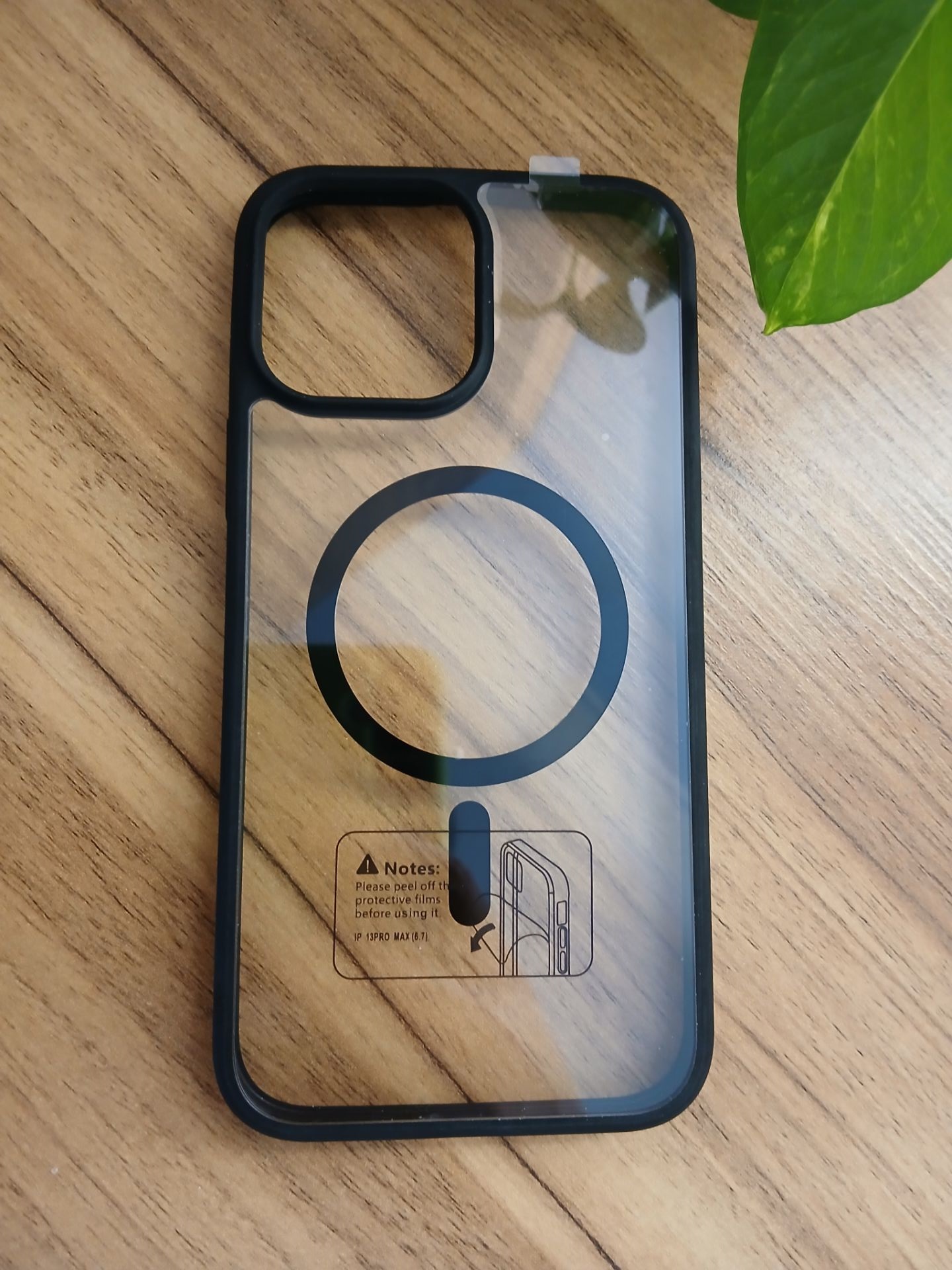 قاب طرح مگ سیف شفاف دور مشکی iphone 13 promax