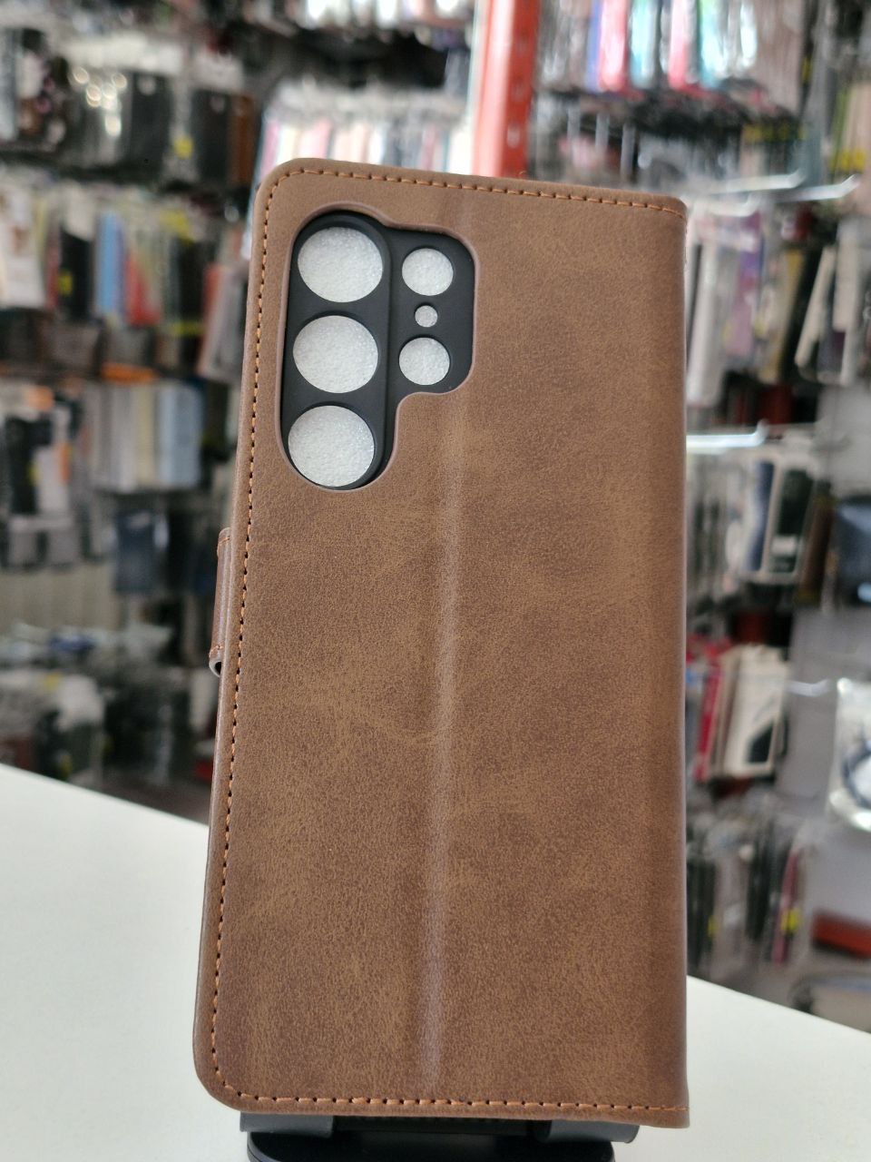 قاب کیفی مگنتی جاکارتی دار قهوه ای Samsung galaxy s24 ultra