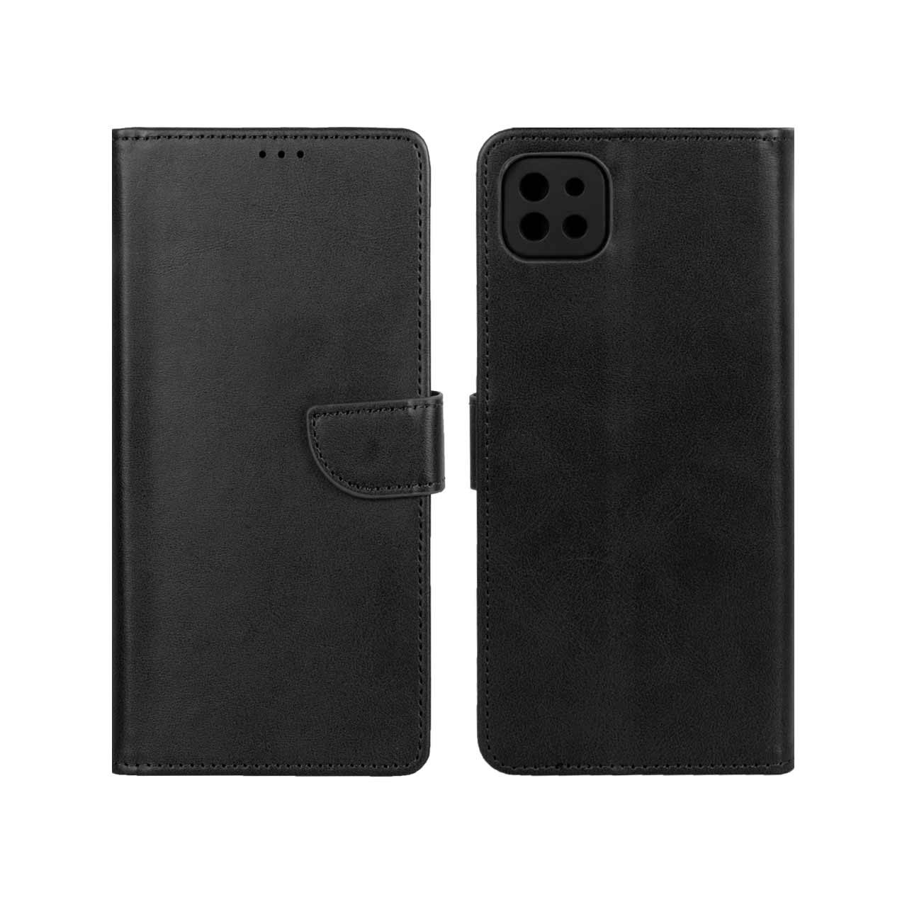 کیف چرمی موبایل مگنتی محافظ لنزدار Samsung Galaxy A22 5G - مشکی