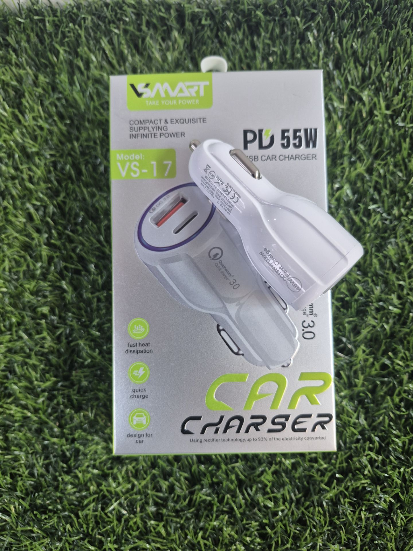 شارژر فندکی خودرو 55 وات برند 17 smart vs