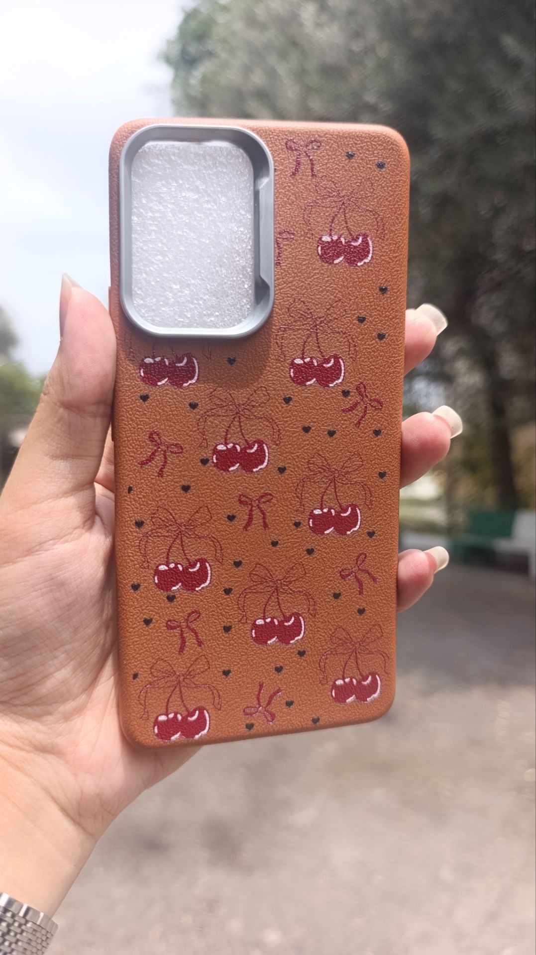 قاب قهوه ای  پینترستی طرح آلبالویی samsung a51