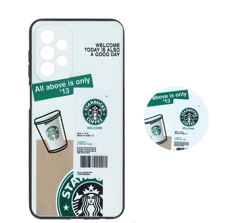 قاب گوشی Galaxy A23 سامسونگ فانتزی سوزنی برجسته پاپ سوکت دار محافظ لنزدار طرح استارباکس