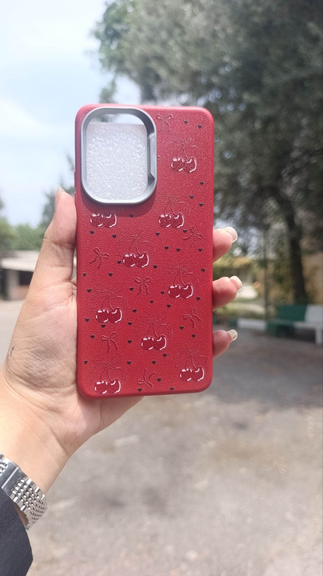 قاب قرمز پینترستی طرح آلبالویی samsung a35